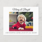 Funny New Parents Baby Foto Kerst Kaart (Voorkant)