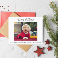 Funny New Parents Baby Foto Kerst Kaart