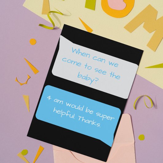 Funny New Parents Quote Texting Message Briefkaart