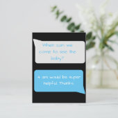 Funny New Parents Quote Texting Message Briefkaart (Staand voorkant)