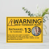 Funny New teenager 13th Birthday Invitation Kaart (Staand voorkant)