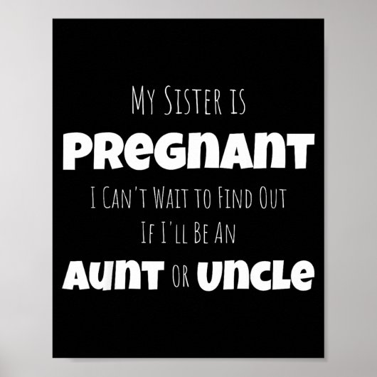 Funny New Uncle Aunt Baby Announcement Sister Gend Poster (Voorkant)