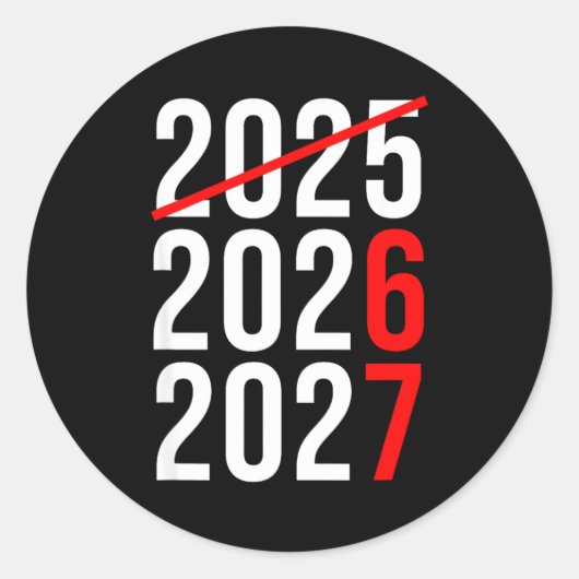 Funny New Year 67 Meme Hello 2026 Goodbye 2025 Wai Ronde Sticker (Voorkant)