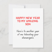 Funny New Year Card voor Zoon Feestdagenkaart (Voorkant)