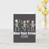 Funny New Year Crew 2026 Medical Skeleton Celebrat Kaart (Gele Bloem)