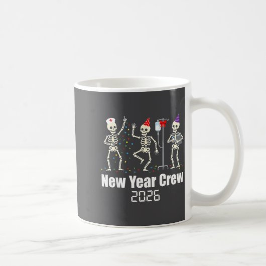 Funny New Year Crew 2026 Medical Skeleton Celebrat Koffiemok (Rechts)