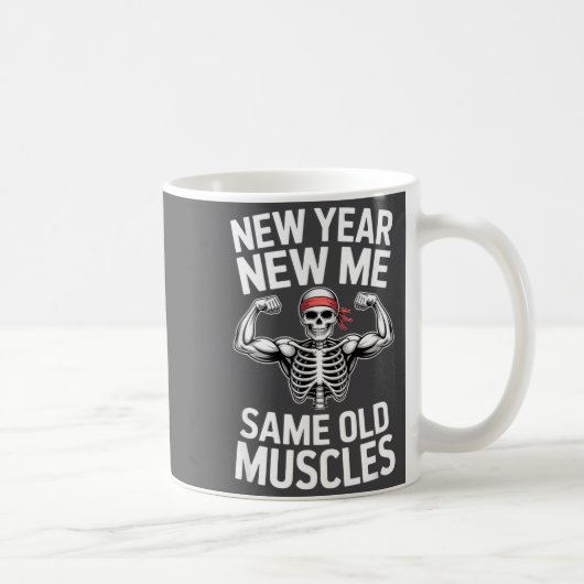 Funny New Year Gym Skeleton Resolution Workout Hum Koffiemok (Rechts)