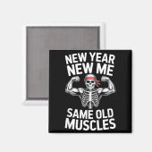 Funny New Year Gym Skeleton Resolution Workout Hum Magneet (Voorkant / Achterkant)