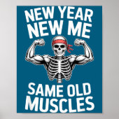 Funny New Year Gym Skeleton Resolution Workout Hum Poster (Voorkant)