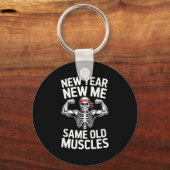 Funny New Year Gym Skeleton Resolution Workout Hum Sleutelhanger (Voorkant)