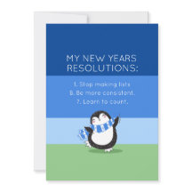 Funny New Year Resolution Holiday Kaart in Blue