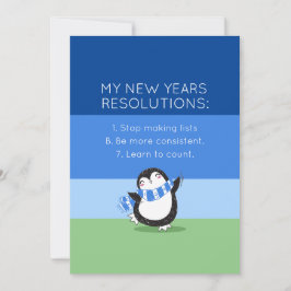 Funny New Year Resolution Holiday Kaart in Blue