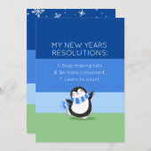 Funny New Year Resolution Holiday Kaart in Blue (Voorkant / Achterkant)