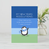 Funny New Year Resolution Holiday Kaart in Blue (Staand voorkant)