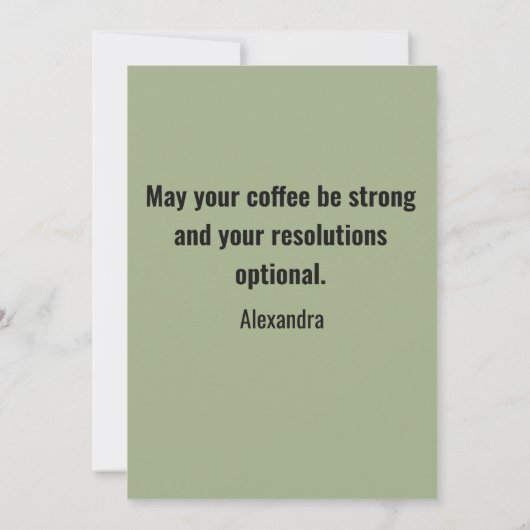 Funny New Year Same Me Minimal Green Greeting Card Feestdagenkaart (Achterkant)