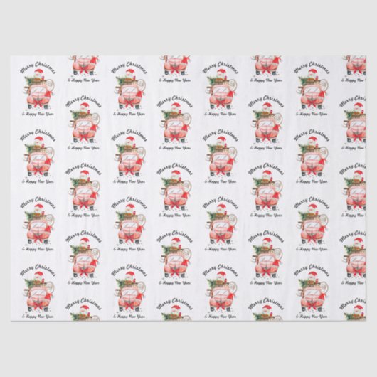 Funny new year truck Christmas Tissuepapier (Voorkant)