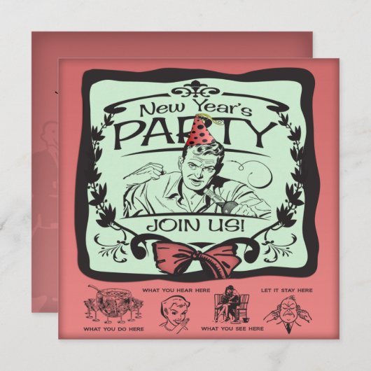 Funny New Year's Eve Party Kaart (Voorkant / Achterkant)