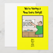 Funny New Years Party Invitation, Kaart (Voorkant / Achterkant)