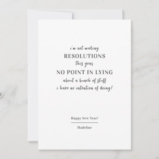 Funny New Year's Resoluties Vakantie Kaart (Voorkant)