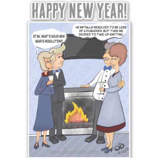 Funny New Year's Resolution Custom Cut Sticker (Voorkant)