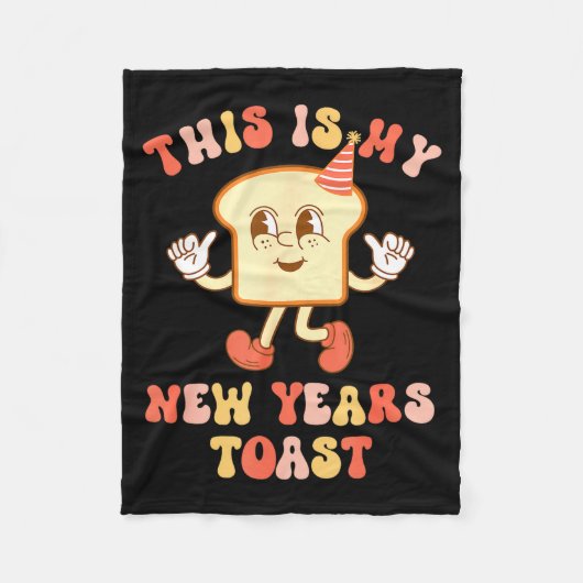 Funny New Year's Toast Bread Pun Retro Hipe  Fleece Deken (Voorkant)