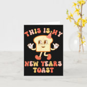 Funny New Year's Toast Bread Pun Retro Hipe Kaart (Gele Bloem)