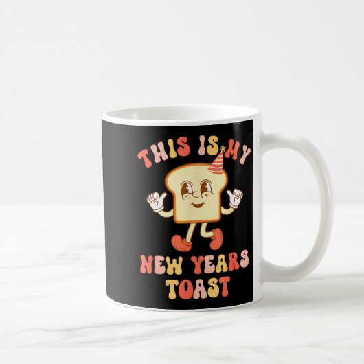 Funny New Year's Toast Bread Pun Retro Hipe  Koffiemok (Rechts)