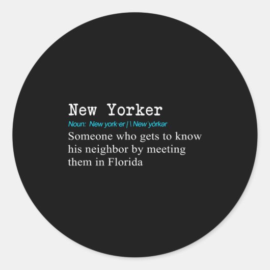 Funny New Yorker Dictionary Definition Gif  Ronde Sticker (Voorkant)