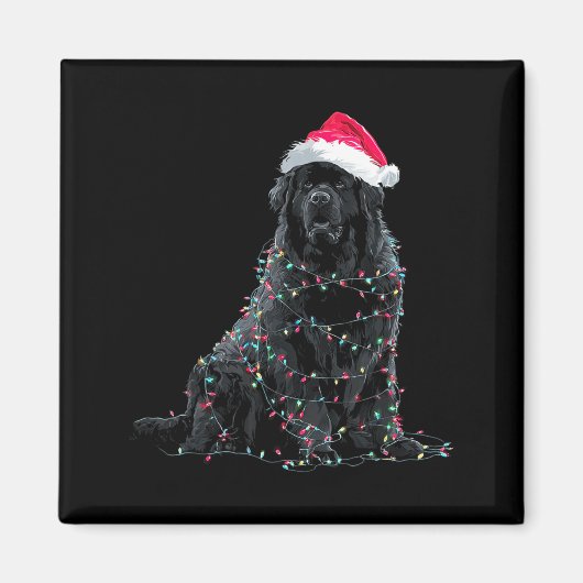 Funny Newfoundland Christmas Graphic Dog Lights Lo Magneet (Voorkant)