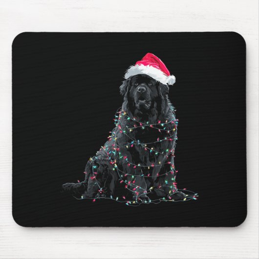 Funny Newfoundland Christmas Graphic Dog Lights Lo Muismat (Voorkant)