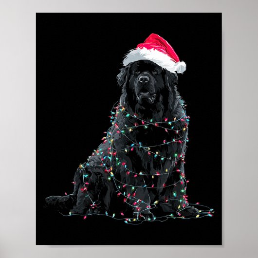 Funny Newfoundland Christmas Graphic Dog Lights Lo Poster (Voorkant)