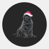 Funny Newfoundland Christmas Graphic Dog Lights Lo Ronde Sticker (Voorkant)