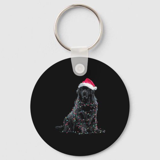 Funny Newfoundland Christmas Graphic Dog Lights Lo Sleutelhanger (Voorkant)
