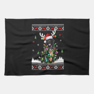 Funny Newfoundland Dog Kerstmis Theedoek