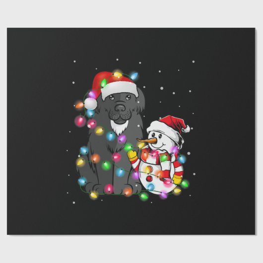 Funny Newfoundland Dog | kerstsnowman Light Cadeaupapier (Vlak)