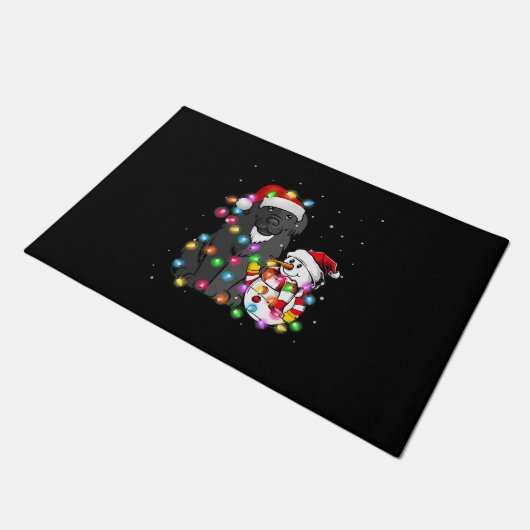 Funny Newfoundland Dog | kerstsnowman Light Deurmat (Schuin)