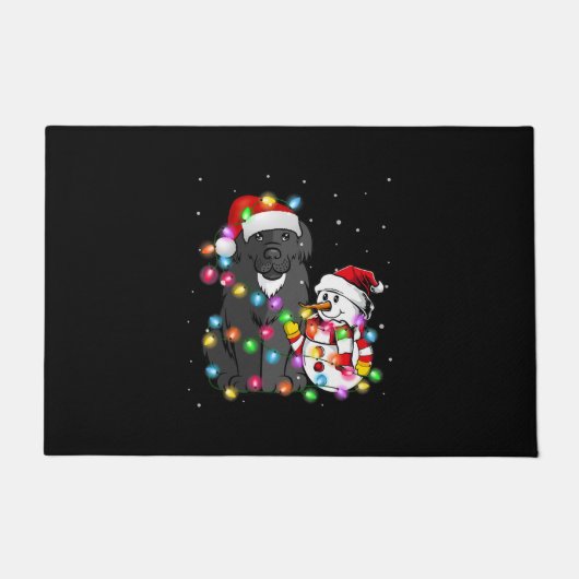 Funny Newfoundland Dog | kerstsnowman Light Deurmat (Voorkant)