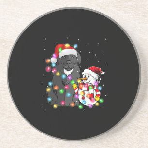 Funny Newfoundland Dog kerstsnowman Light Zandsteen Onderzetter