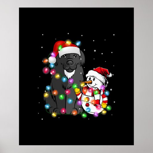 Funny Newfoundland Dog T-shirt met kerstmis Snowma Poster (Voorkant)