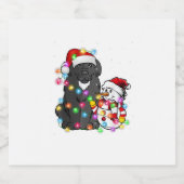 Funny Newfoundland Dog T-shirt met kerstmis Snowma Sparkling Wijnetiket (Enkel label)