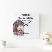 Funny Newfypoo Waterverf Canine Art Vierkante Klok (Huis)