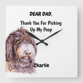 Funny Newfypoo Waterverf Canine Art Vierkante Klok