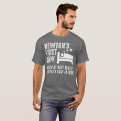 Funny Newton Physics Joke First Law Sleep Gag T-shirt (Voorkant volledig)
