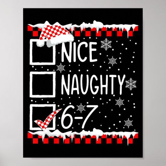 Funny Nice Naughty 67 Christmas Brain Rot Six Seve Poster (Voorkant)