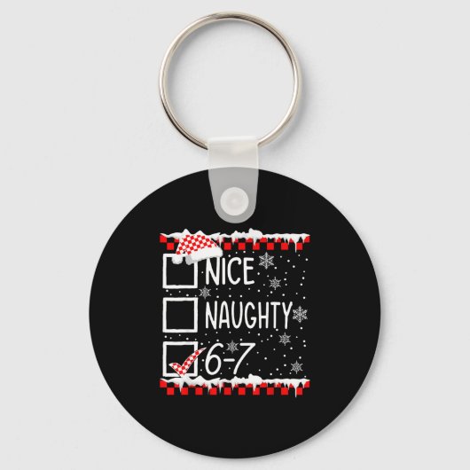 Funny Nice Naughty 67 Christmas Brain Rot Six Seve Sleutelhanger (Voorkant)
