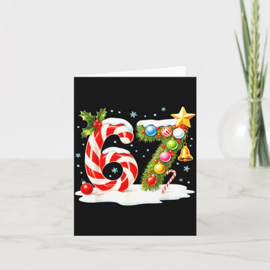 Funny Nice Naughty 6 7 Christmas 67 Meme Xmas Boys Kaart (Voorkant)