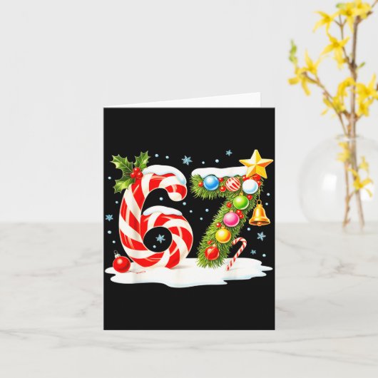 Funny Nice Naughty 6 7 Christmas 67 Meme Xmas Boys Kaart (Gele Bloem)