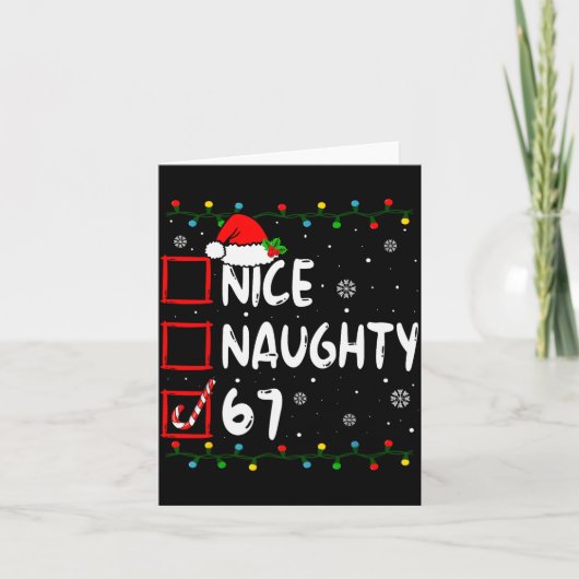 Funny Nice Naughty 6 7 Christmas 67 Meme Xmas Boys Kaart (Voorkant)