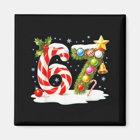 Funny Nice Naughty 6 7 Christmas 67 Meme Xmas Boys Magneet (Voorkant)