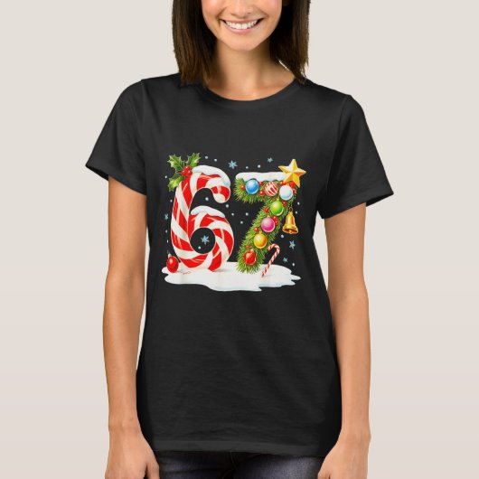 Funny Nice Naughty 6 7 Christmas 67 Meme Xmas Boys T-shirt (Voorkant)